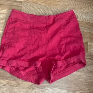 High waisted red shorts